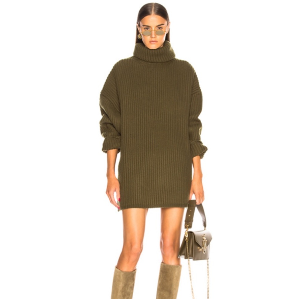 NWT All In Favor Green Cowl Neck Sweater Dress - Picture 1 of 7